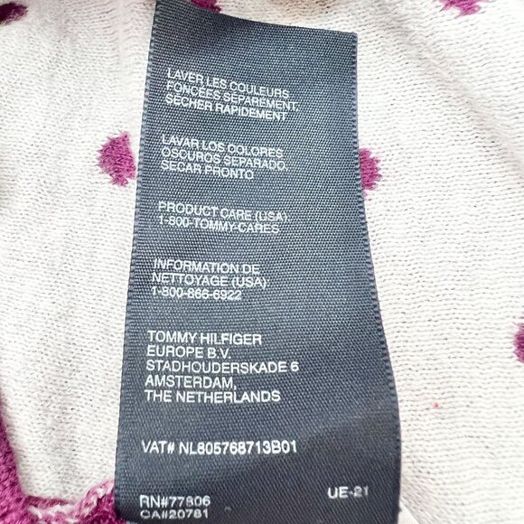 Tommy Hilfiger Womens Polka Dot Purple Sweater V-Neck Long Sleeve Size Medium - Picture 9 of 10